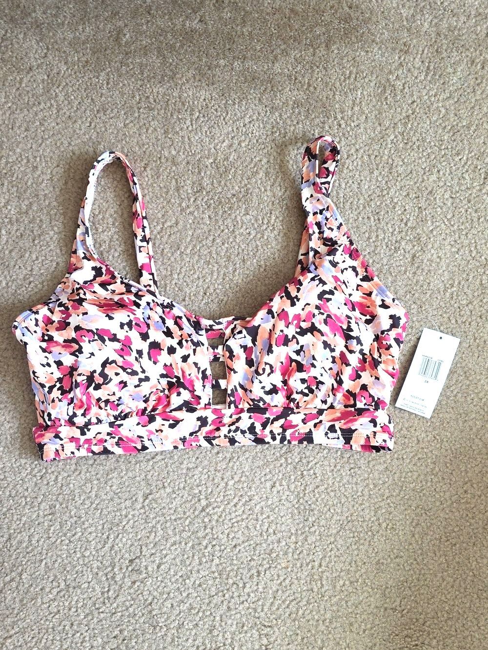 Hurley Womens 2X Multicolor Moderate Coverage Bikini Top